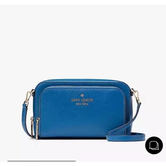 kate spade Handbags - Kate Spade Staci Dual Zip Saffiano Leather Crossbody Bag, Sapphire Ice, NWT WLR0